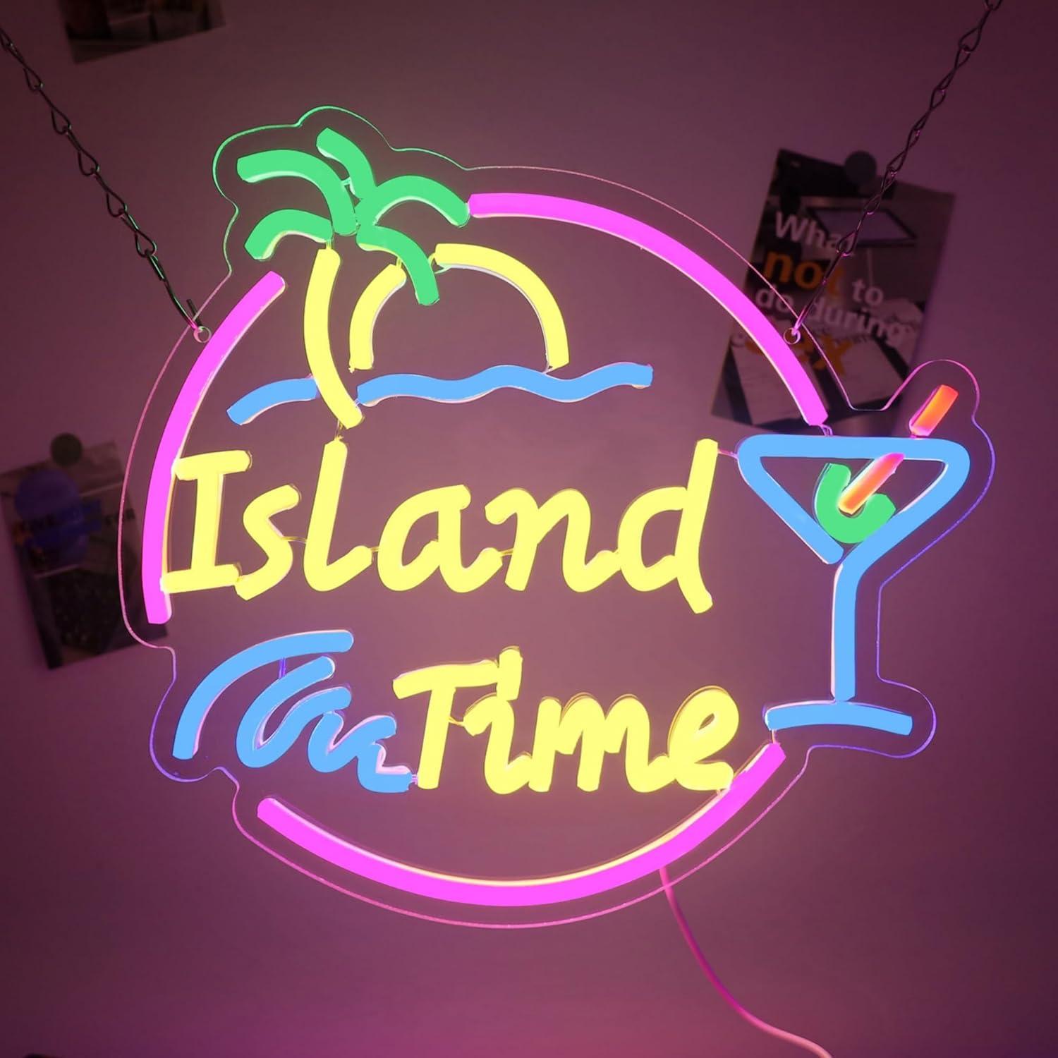 Home Lighting And Decor - Island Time Neon Sign LED Light