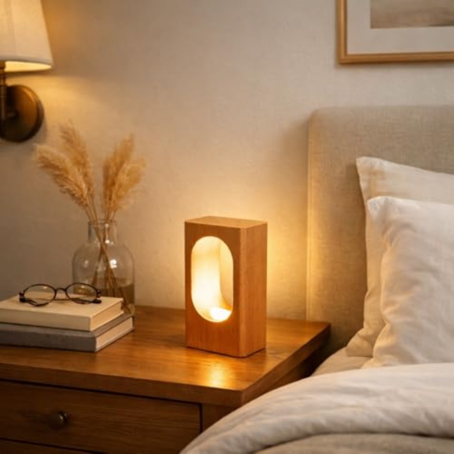 Home Lighting And Decor - LED Wood Desk Lamp, Bedroom Bedside