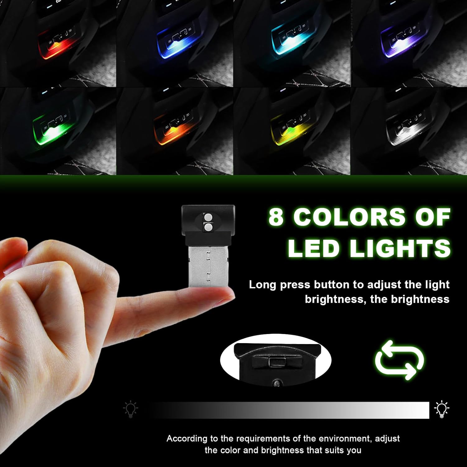 2PCS Mini USB LED Light, 8 Col - Lighting Interior Decor 评论和价格