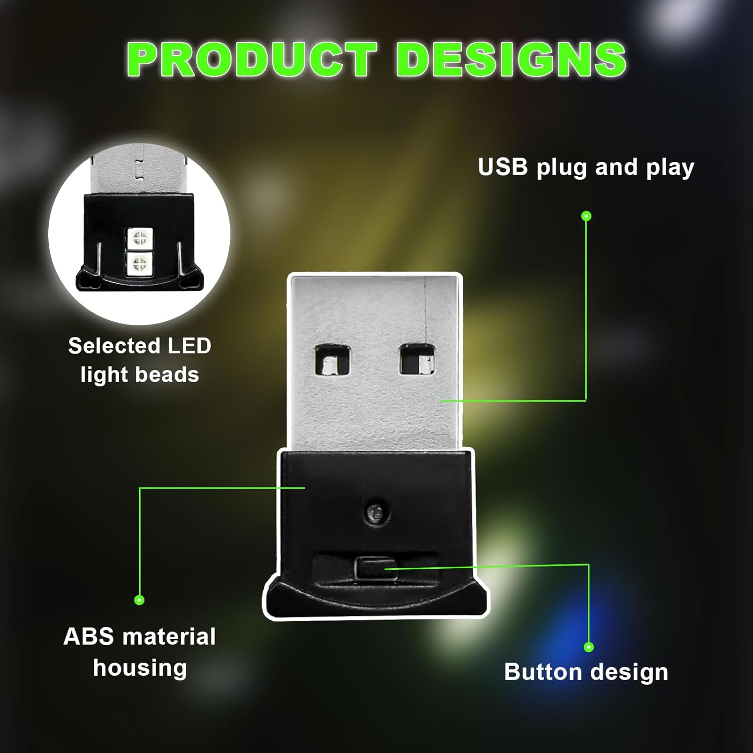 2PCS Mini USB LED Light, 8 Col - Lighting Interior Decor 评论和价格