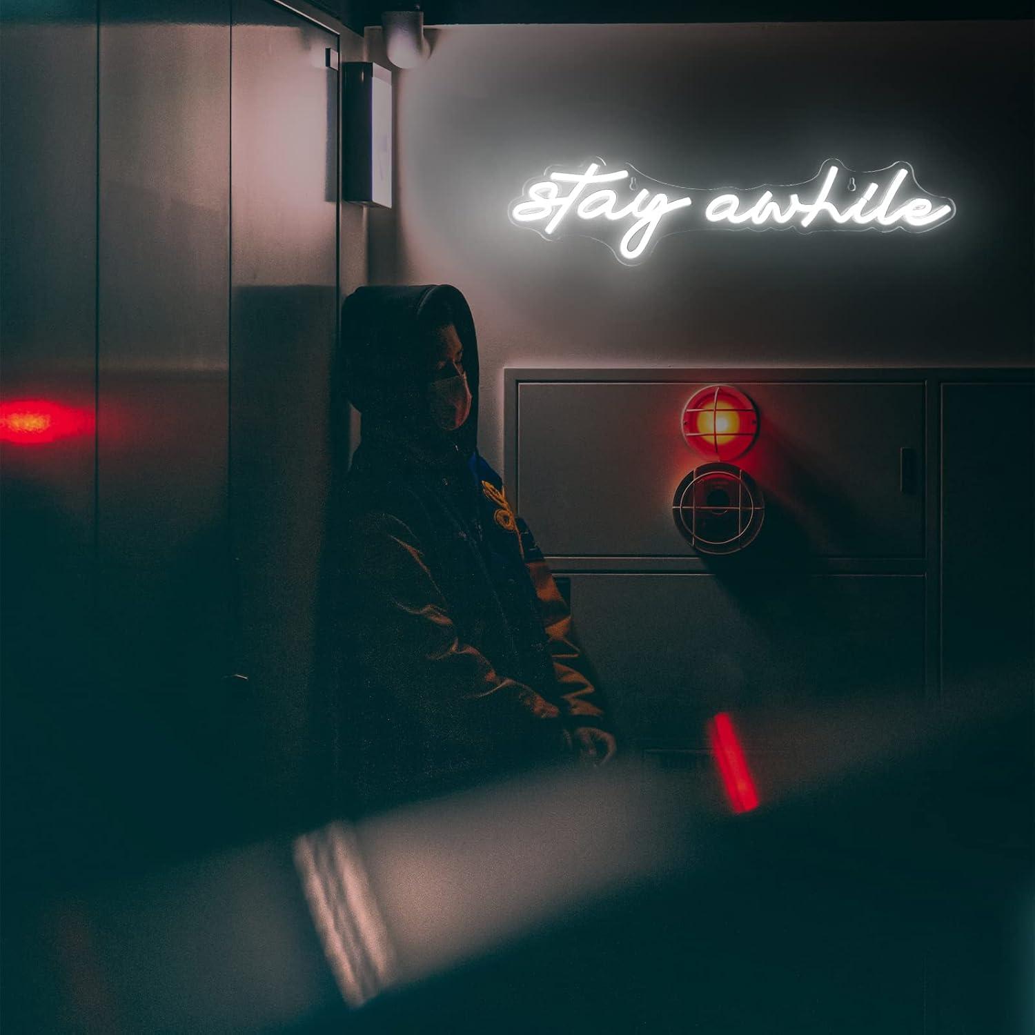 Stay Awhile Neon Signs USB Dim - Home Lighting And Decor 评论和价格