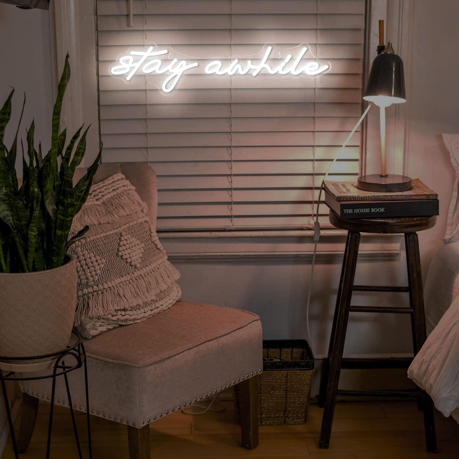 Stay Awhile Neon Signs USB Dim - Home Lighting And Decor 评论和价格