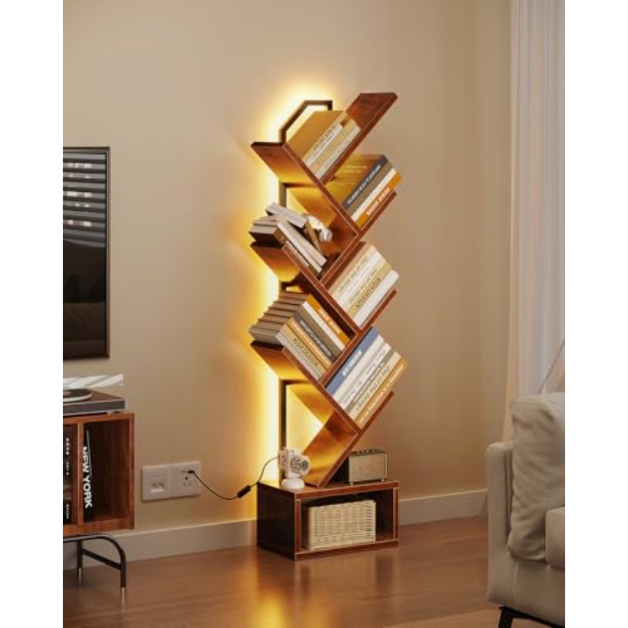 Tree Bookshelf with LED Lights - Home Decor Lighting Tree 评论和价格