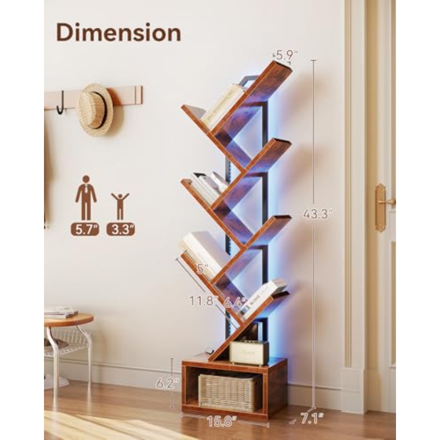 Tree Bookshelf with LED Lights - Home Decor Lighting Tree 评论和价格
