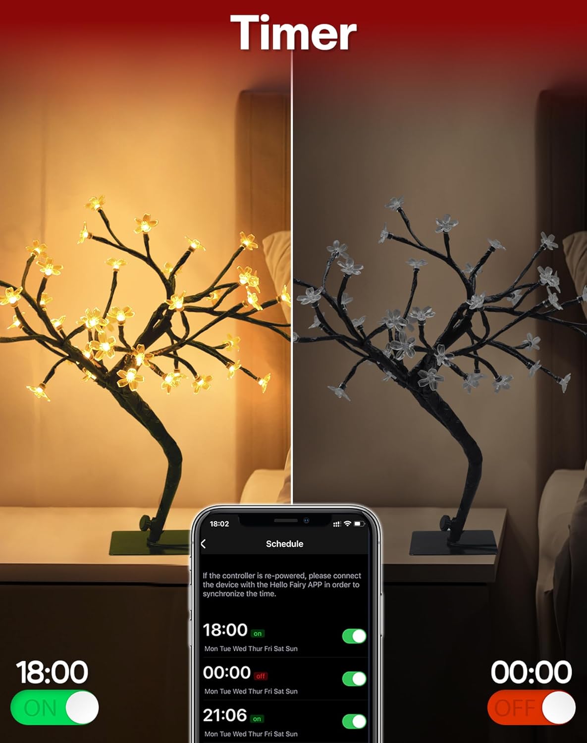 Smart USB Cherry Blossom Tree  - Home Decor Lighting Tree 评论和价格