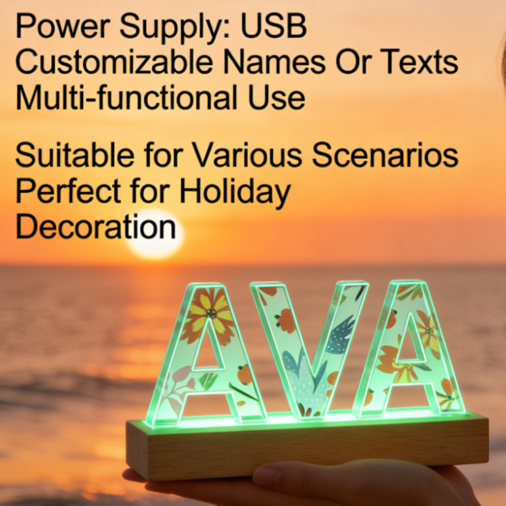 1pc Custom Name Acrylic LED Na - Lighting Decor Wedding 评论和价格