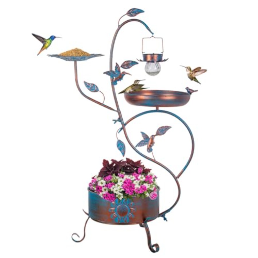 Outdoor metal bird bath with p - Lighting Decor Outdoor 评论和价格