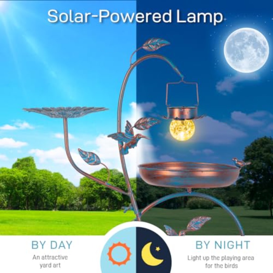 Outdoor metal bird bath with p - Lighting Decor Outdoor 评论和价格
