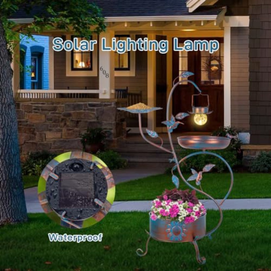 Outdoor metal bird bath with p - Lighting Decor Outdoor 评论和价格