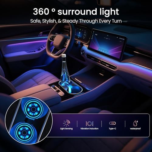 2PCS LED Car Cup Holder Lights - Lighting Interior Decor 评论和价格
