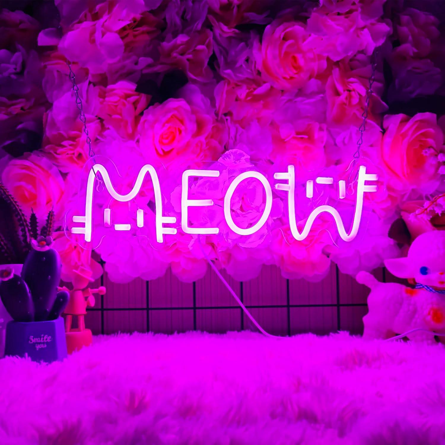 Meow Neon Sign Cat USB Powered - Home Lighting And Decor 评论和价格