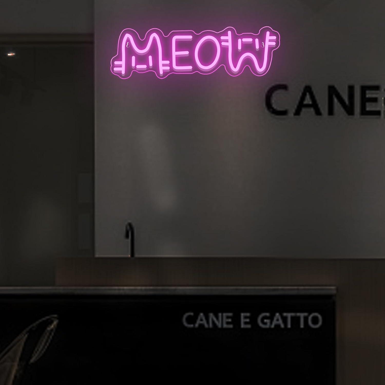 Meow Neon Sign Cat USB Powered - Home Lighting And Decor 评论和价格