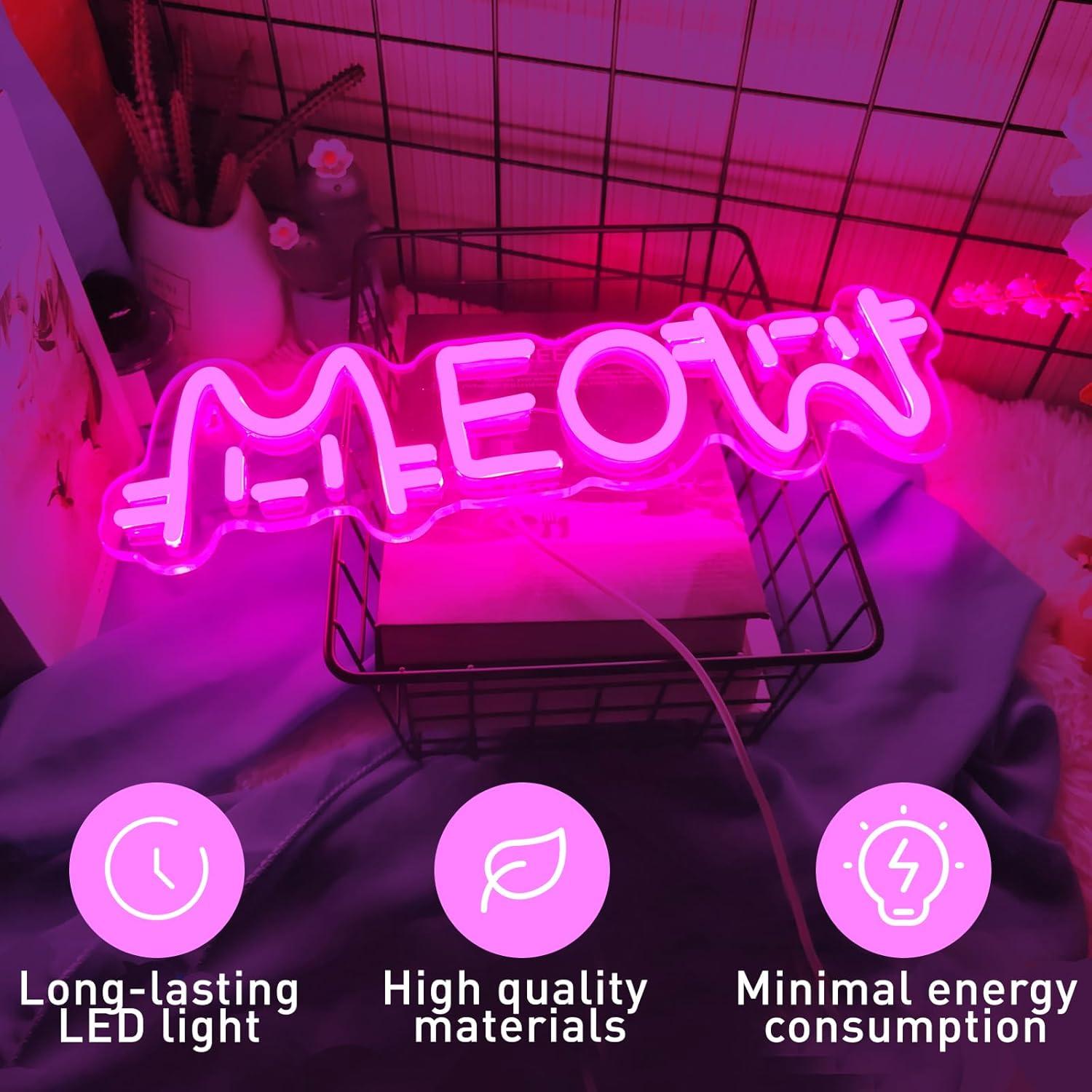 Meow Neon Sign Cat USB Powered - Home Lighting And Decor 评论和价格