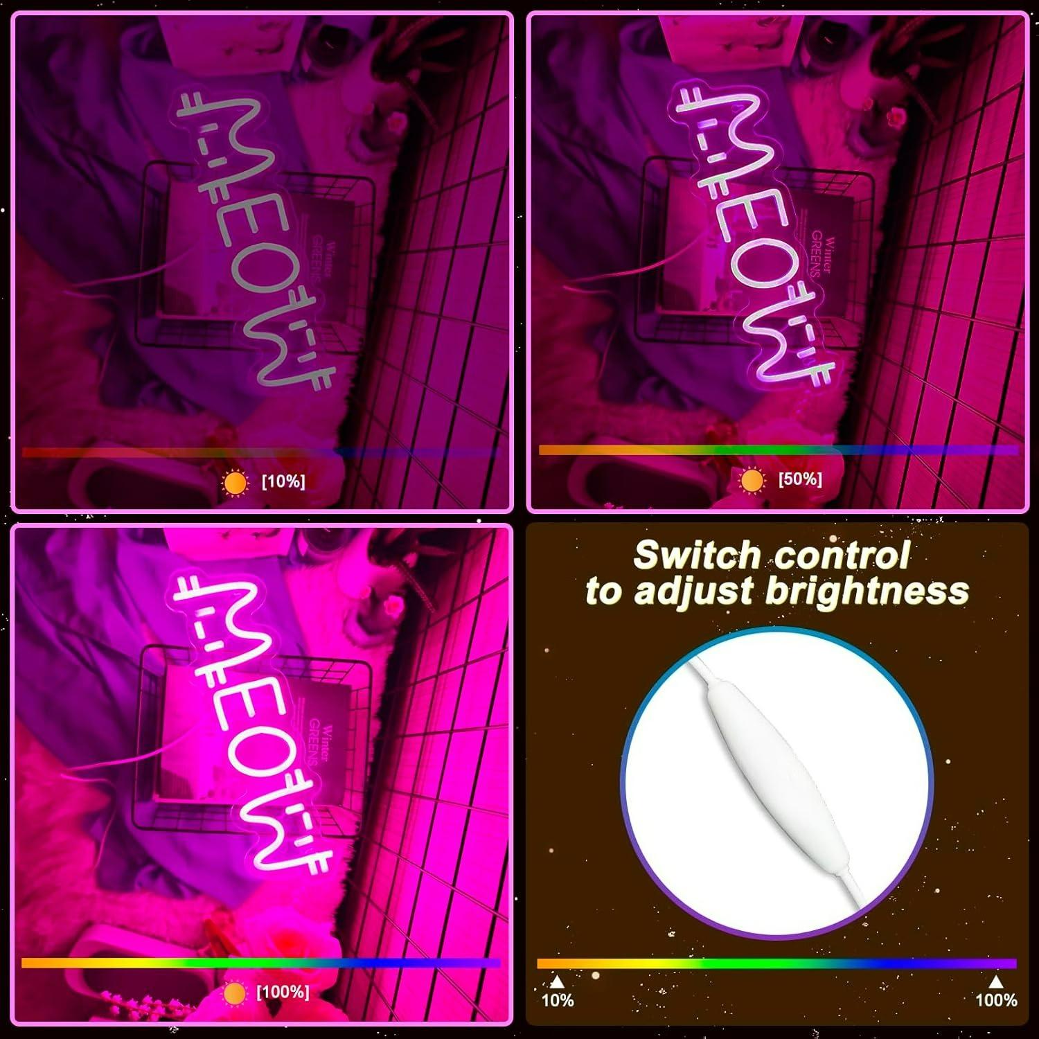 Meow Neon Sign Cat USB Powered - Home Lighting And Decor 评论和价格