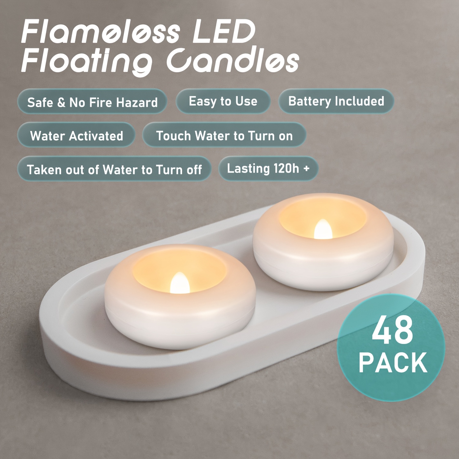 48 LED Floating Candles, 3-inc - Lighting Effect Home Decor 评论和价格
