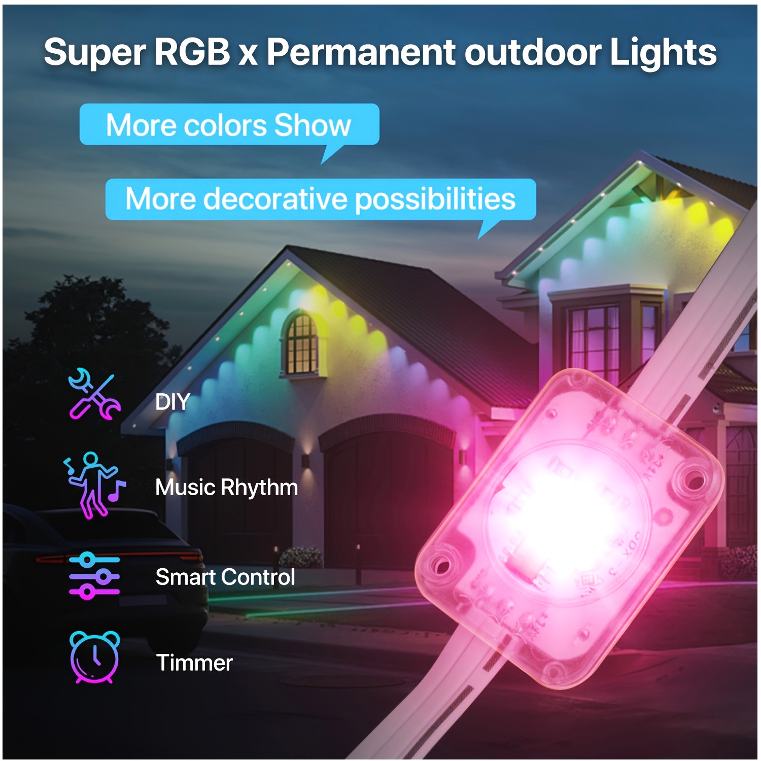 RGB+IC Smart Outdoor Eaves Lig - Lighting Decor Outdoor 评论和价格