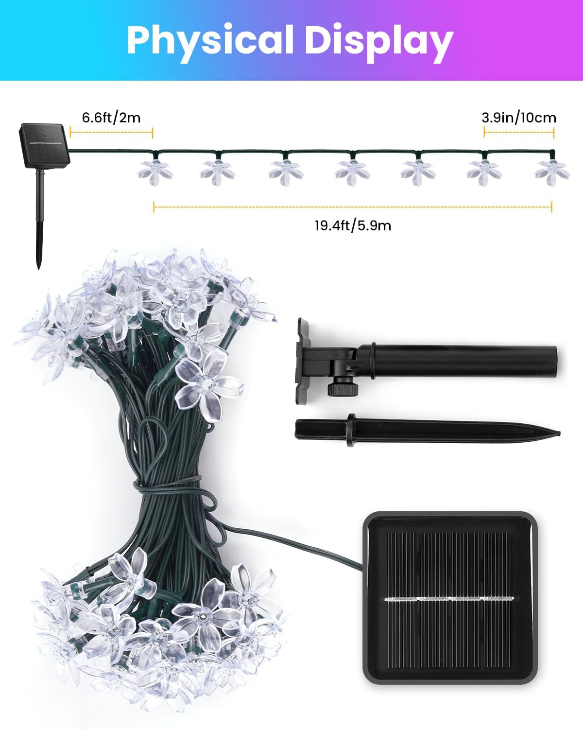 60 LED Flower Solar String Lig - Lighting Decor Wedding 评论和价格