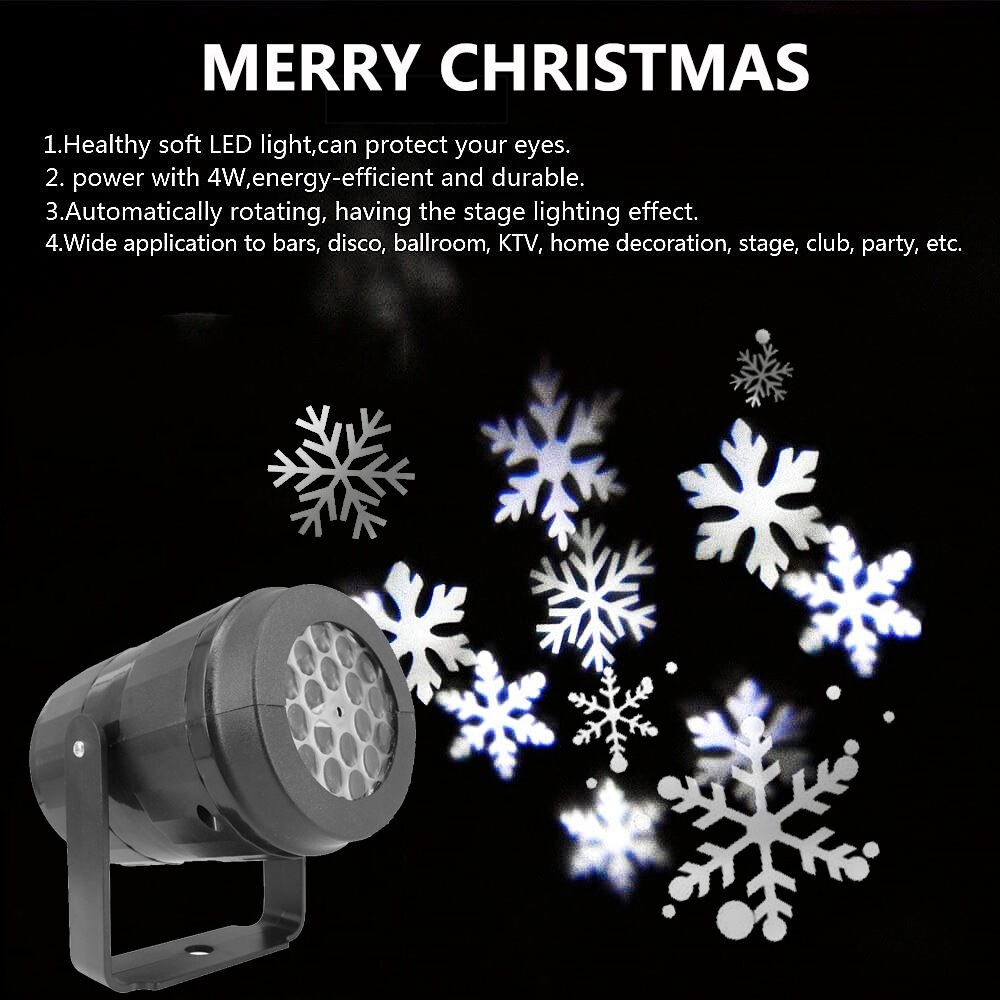 Rotating Christmas Snowflake P - Lighting Effect Home Decor 评论和价格