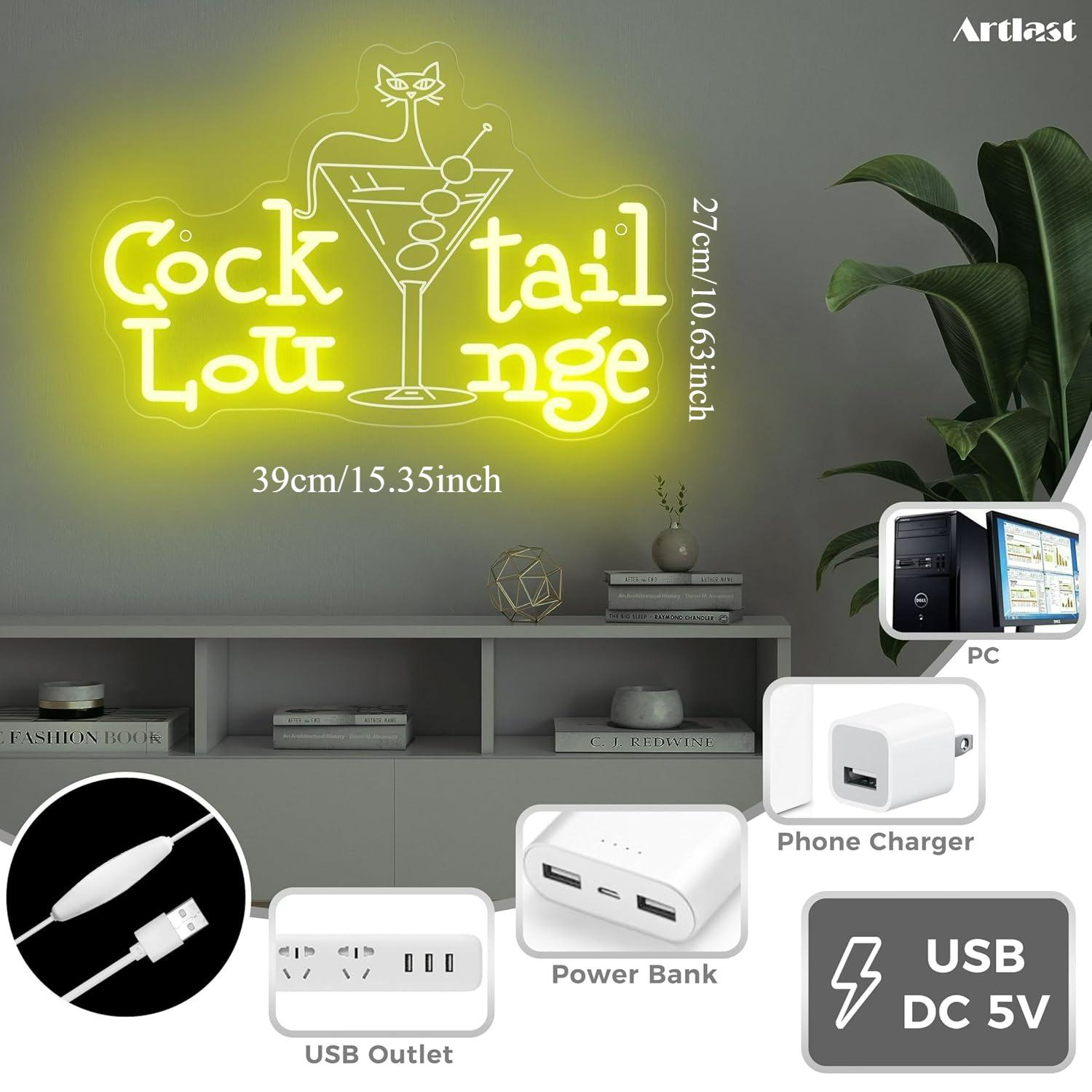 Cocktail Lounge Neon Sign Dimm - Home Lighting And Decor 评论和价格