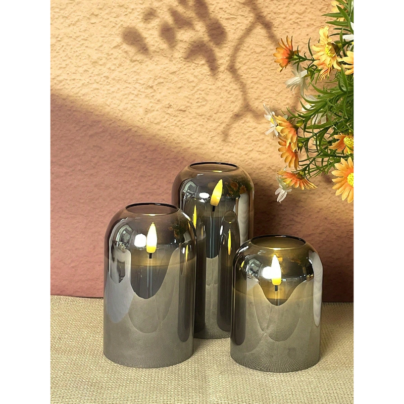 3 Pack Grey Flameless LED Cand - Home Lighting And Decor 评论和价格